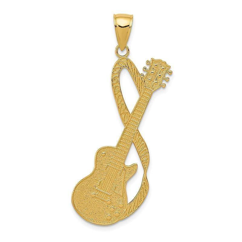 14k Large Guitar w-Strap Textured Pendant - Seattle Gold Grillz