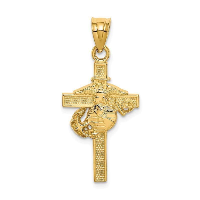 14k Marine Corps Cross Pendant - Seattle Gold Grillz