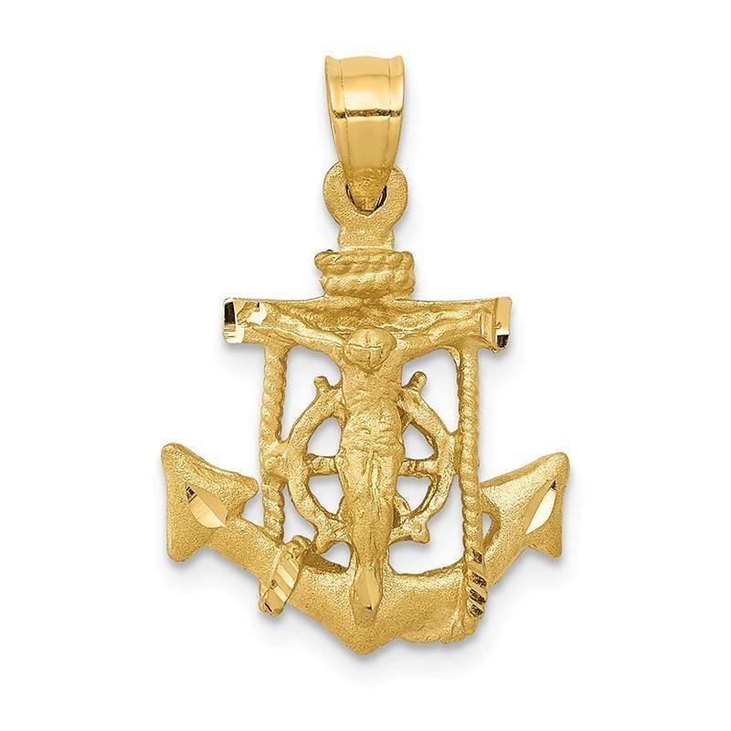 14k Mariners Cross Cut Pendant - Seattle Gold Grillz