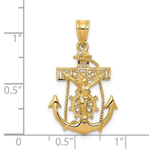 14k Mariners Cross Pendant - Seattle Gold Grillz