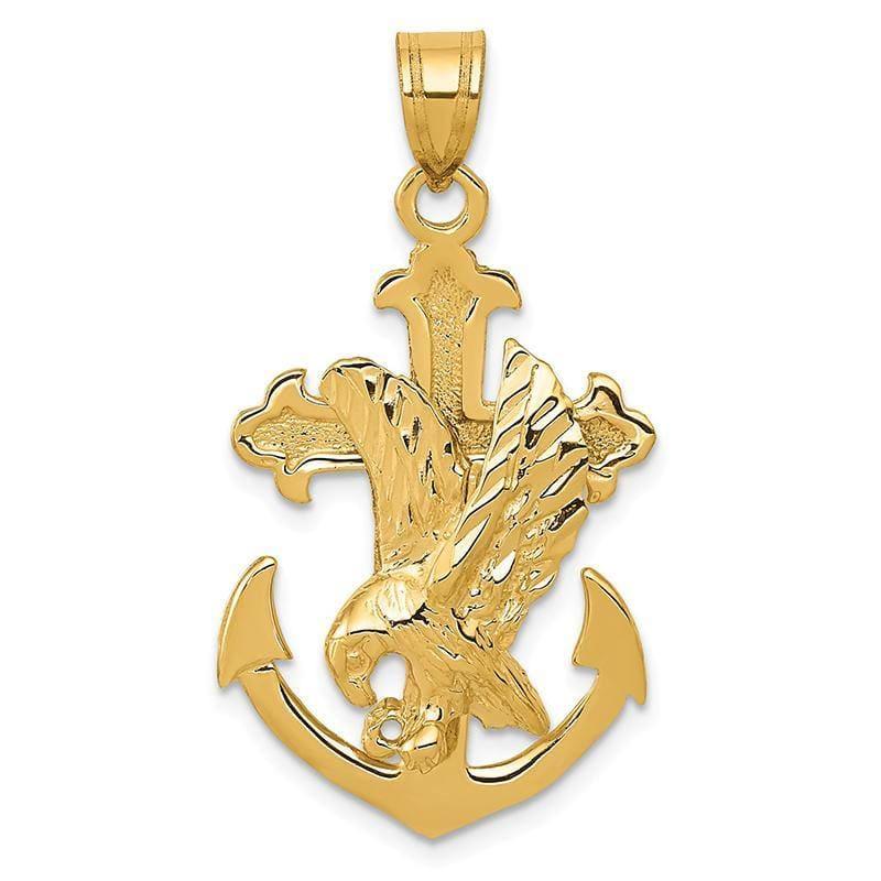 14k Mariners Cross w-Eagle Pendant - Seattle Gold Grillz
