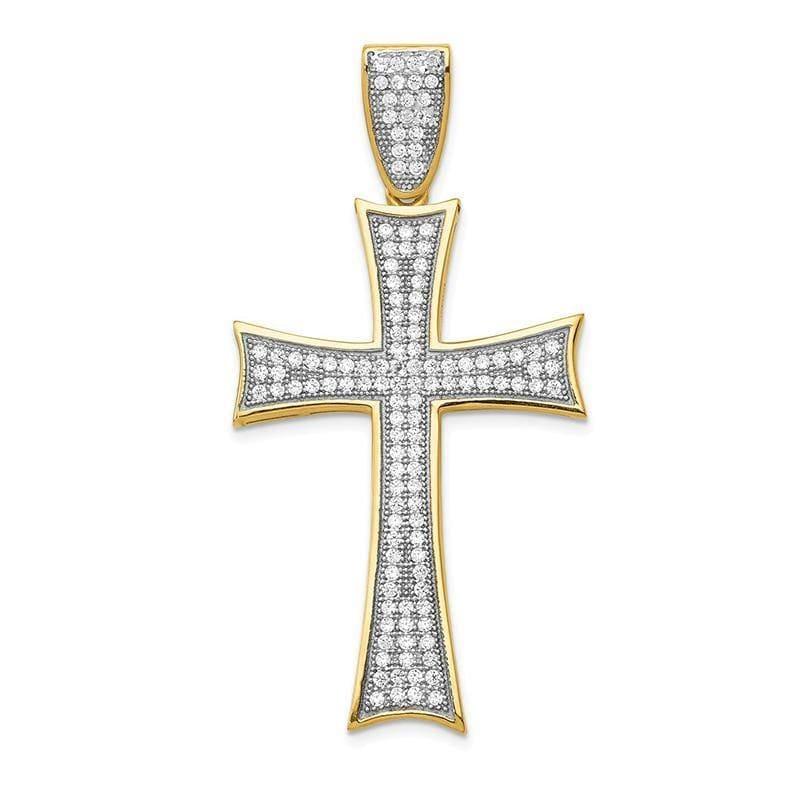 14k Micro Pave CZ Large Cross Pendant - Seattle Gold Grillz