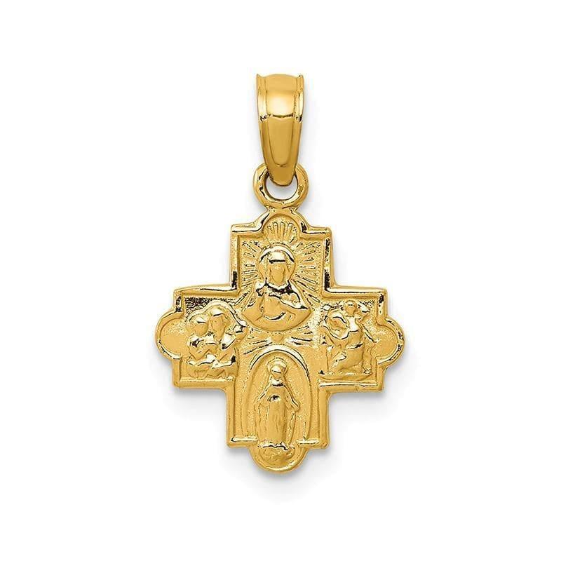 14k Miniature Four Way Medal Pendant. Weight: 0.71, Length: 19, Width: 11 - Seattle Gold Grillz