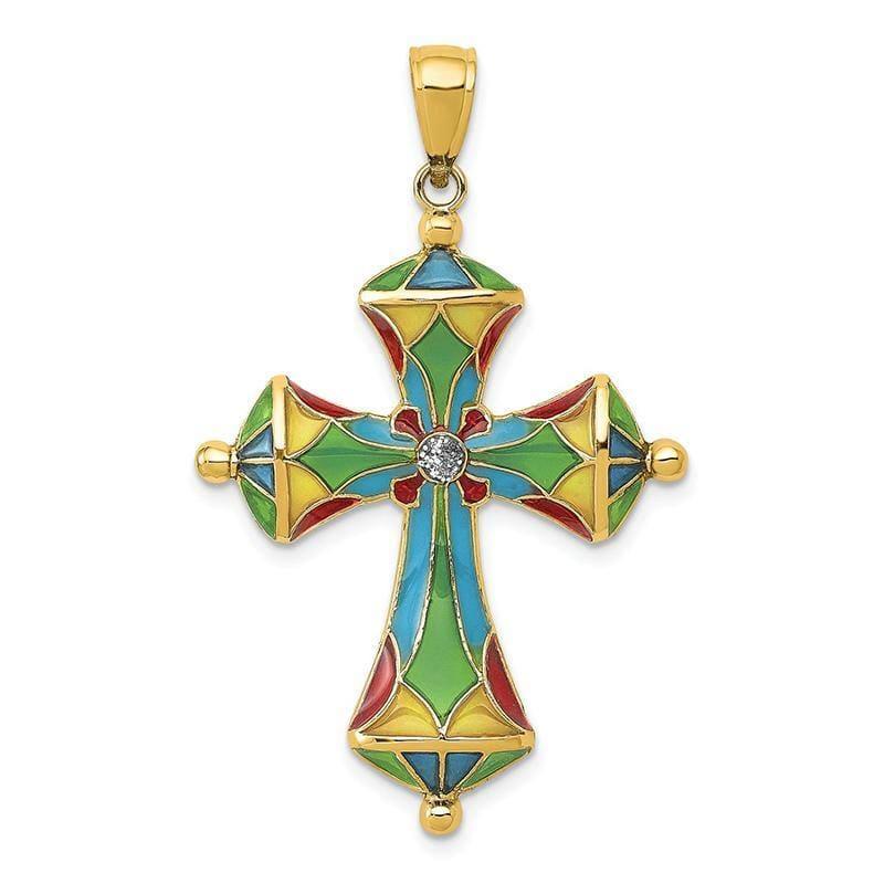 14K Multi Color Acrylic Cross Pendant. Weight: 1.72, Length: 40, Width: 25 - Seattle Gold Grillz