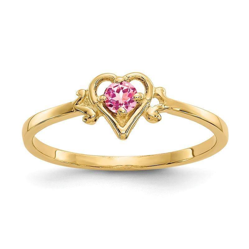 14K Pink Tourmaline Birthstone Heart Ring - Seattle Gold Grillz