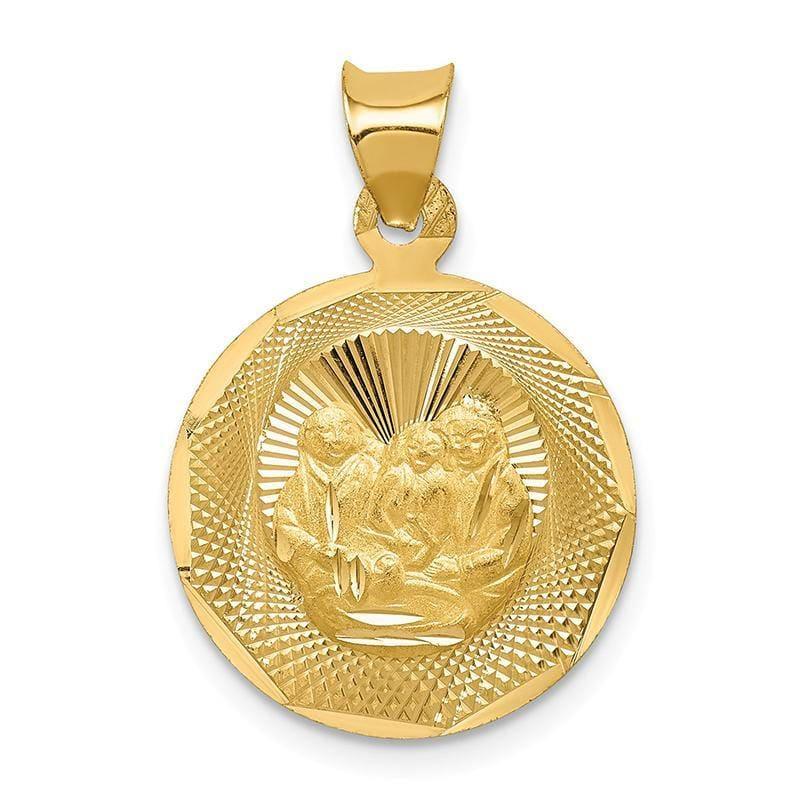 14k Polished and D-C Baptism Circle Pendant - Seattle Gold Grillz