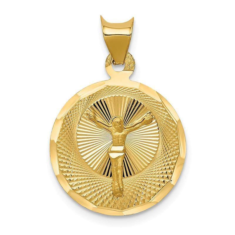 14k Polished & D-C CORPUS Circle Pendant - Seattle Gold Grillz
