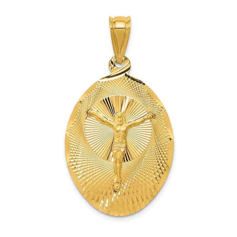 14k Polished & D-C CORPUS Oval Pendant - Seattle Gold Grillz