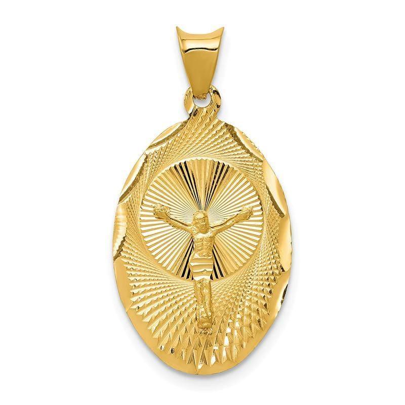 14k Polished & D-C CORPUS Oval Pendant - Seattle Gold Grillz