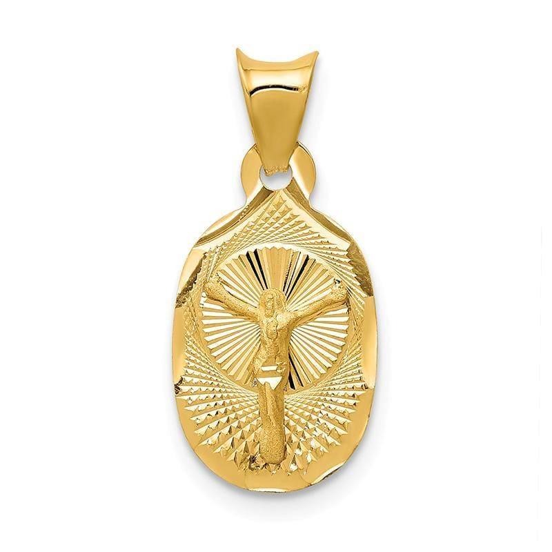 14k Polished & D-C CORPUS Oval Pendant - Seattle Gold Grillz