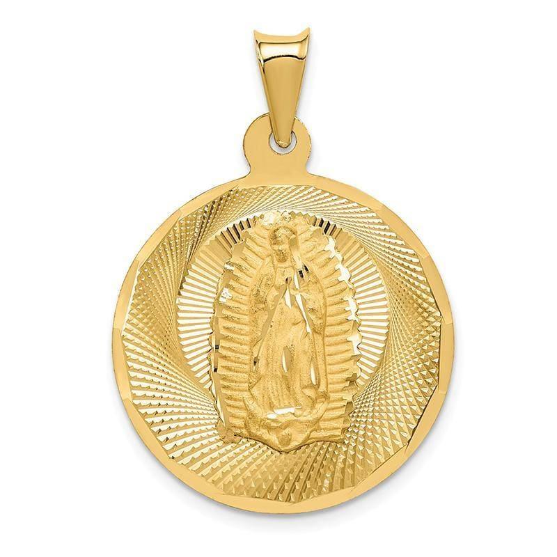 14k Polished & D-C Lady of Guadalupe Circle Pendant - Seattle Gold Grillz