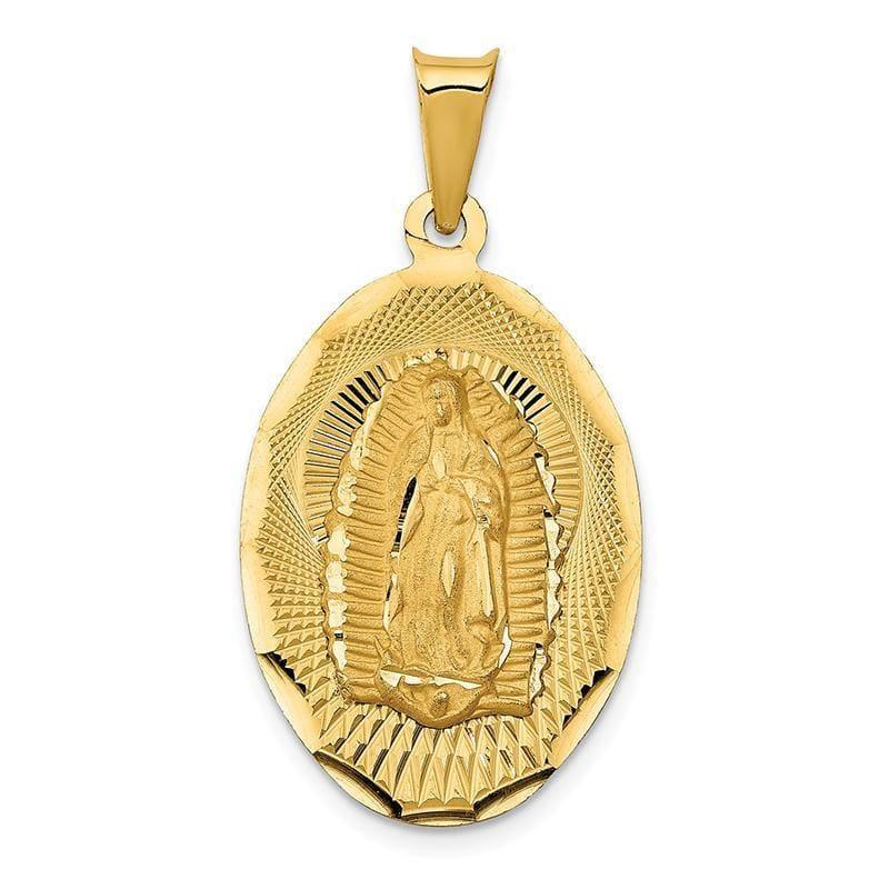 14k Polished & D-C Lady of Guadalupe Oval Pendant - Seattle Gold Grillz