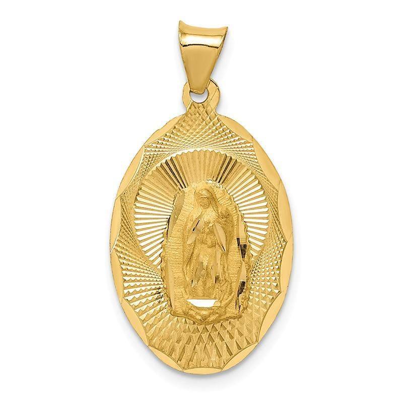 14k Polished & D-C Lady of Guadalupe Oval Pendant - Seattle Gold Grillz