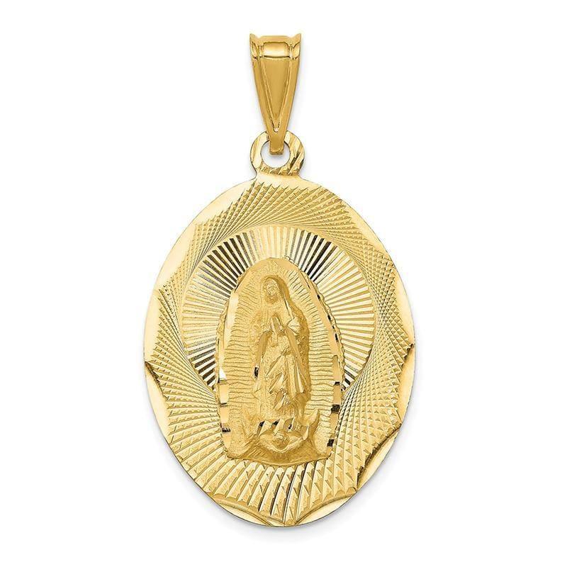 14k Polished & D-C Lady of Guadalupe Oval Pendant - Seattle Gold Grillz
