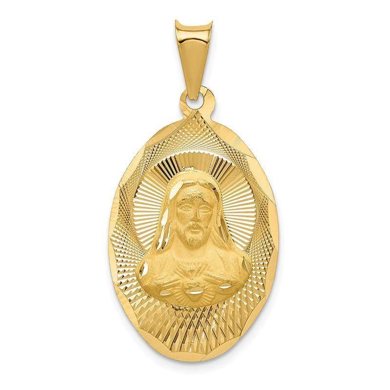 14k Polished & D-C Sagrado Corazon Oval Pendant - Seattle Gold Grillz