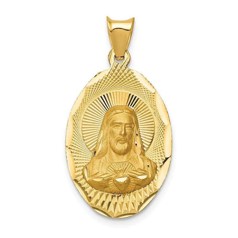 14k Polished & D-C Sagrado Corazon Oval Pendant - Seattle Gold Grillz