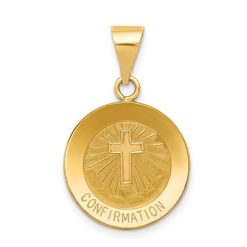 14k Polished and Satin Confirmation Medal Pendant - Seattle Gold Grillz