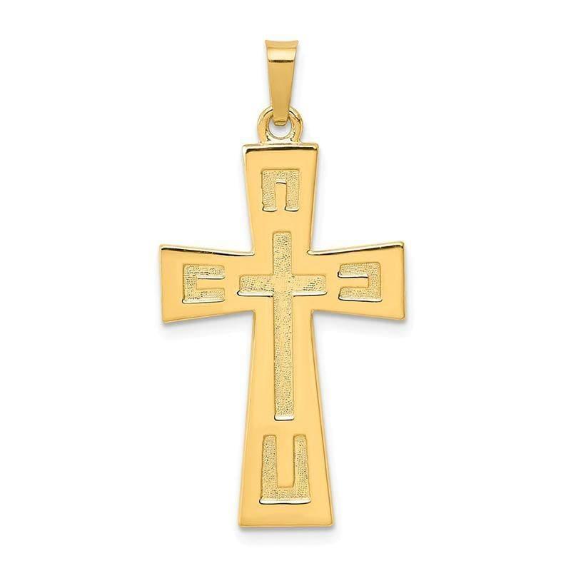 14k Polished & Satin Geometric Cross Pendant - Seattle Gold Grillz