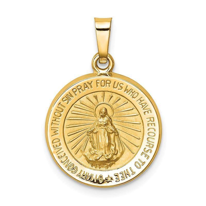 14k Polished and Satin Miraculous Medal Pendant - Seattle Gold Grillz