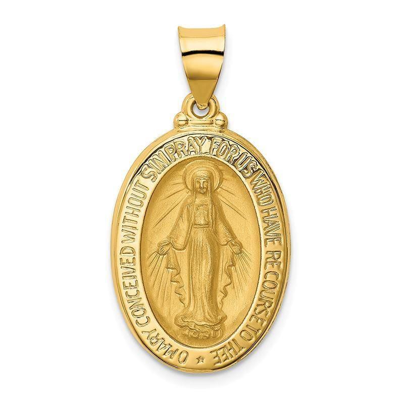 14k Polished and Satin Miraculous Medal Pendant - Seattle Gold Grillz