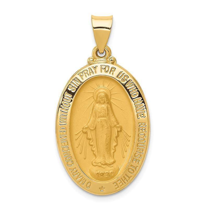 14k Polished and Satin Miraculous Medal Pendant - Seattle Gold Grillz