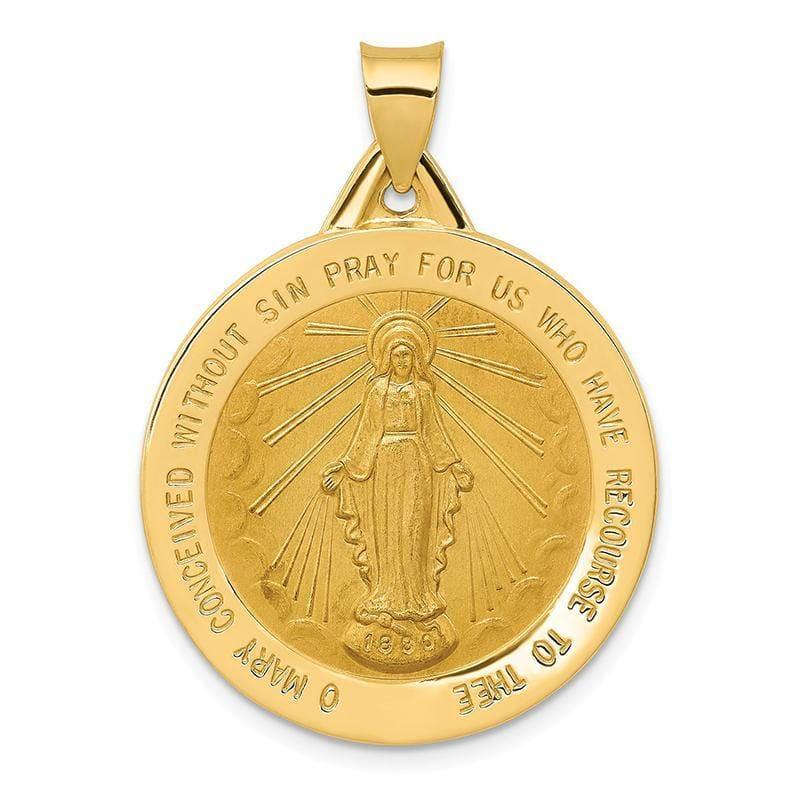 14k Polished and Satin Miraculous Medal Pendant - Seattle Gold Grillz