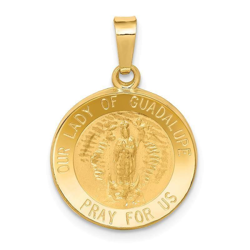 14k Polished and Satin Our Lady of Guadalupe Medal Pendant - Seattle Gold Grillz