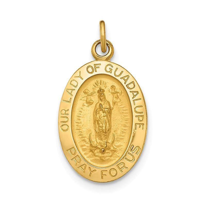 14k Polished and Satin Our Lady of Guadalupe Medal Pendant - Seattle Gold Grillz