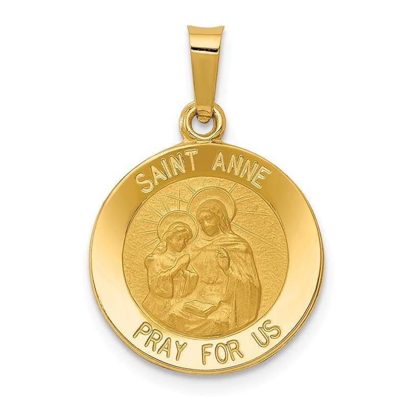 14k Polished and Satin St. Anne Medal Pendant - Seattle Gold Grillz