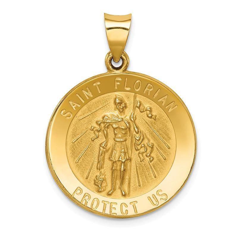 14k Polished and Satin St. Florian Medal Pendant - Seattle Gold Grillz