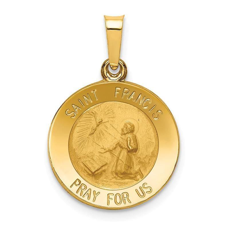 14k Polished and Satin St. Francis Medal Pendant - Seattle Gold Grillz