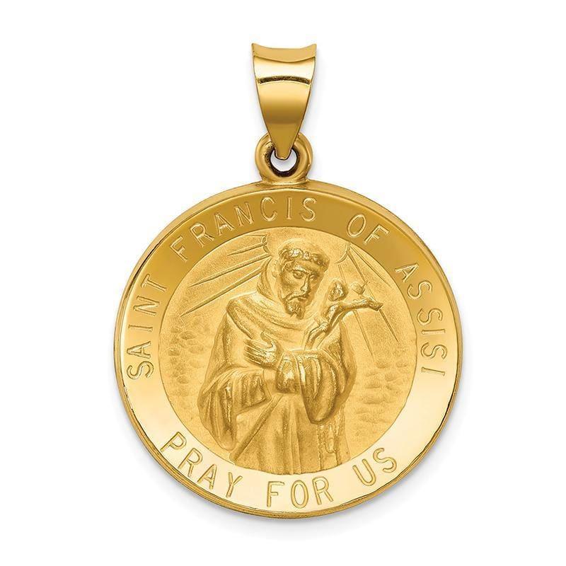 14k Polished and Satin St. Francis of Assisi Medal Pendant - Seattle Gold Grillz