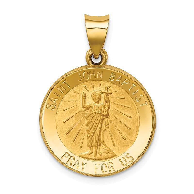 14k Polished and Satin St. John Baptist Medal Pendant - Seattle Gold Grillz