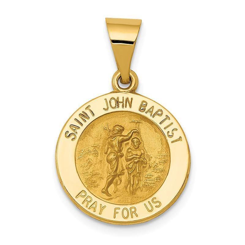 14k Polished and Satin St. John Baptist Medal Pendant - Seattle Gold Grillz