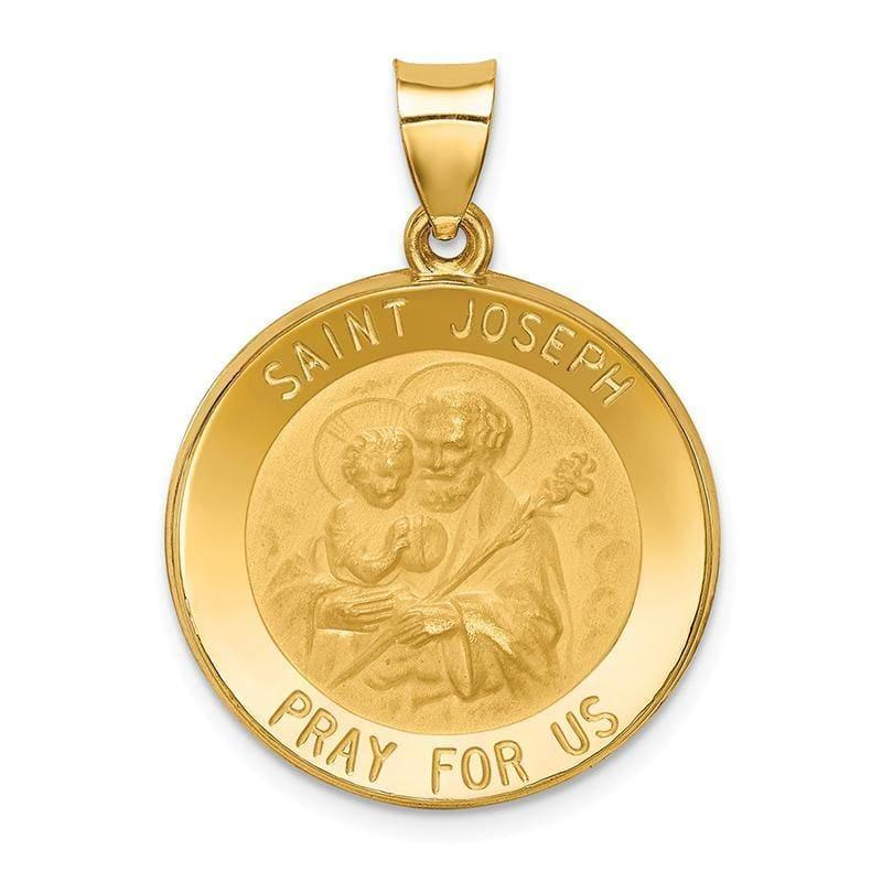 14k Polished and Satin St. Joseph Medal Pendant - Seattle Gold Grillz