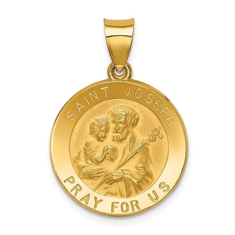 14k Polished and Satin St. Joseph Medal Pendant - Seattle Gold Grillz