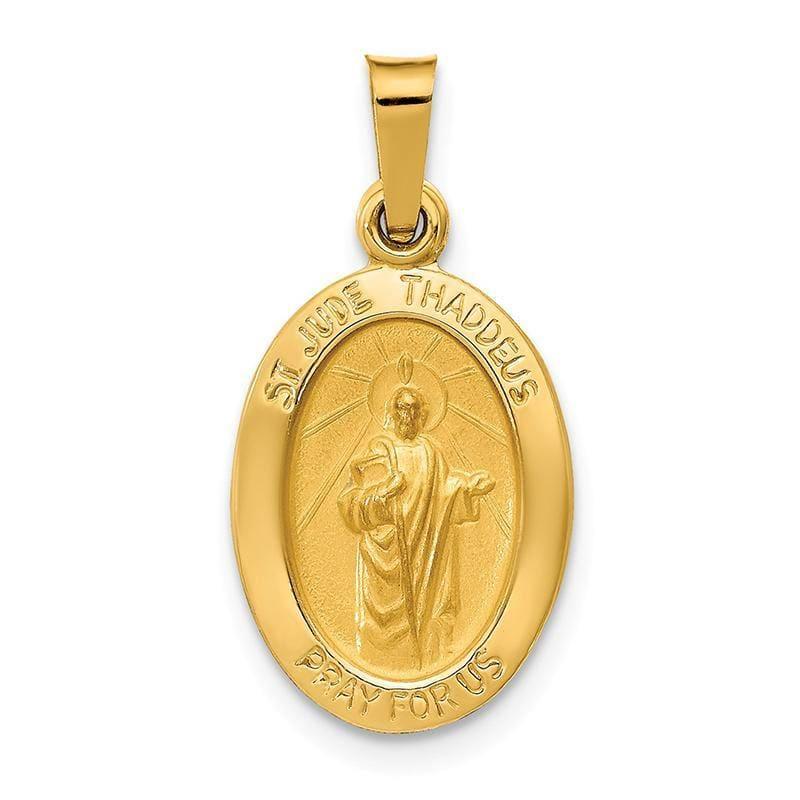 14k Polished and Satin St. Jude Thaddeus Medal Pendant - Seattle Gold Grillz