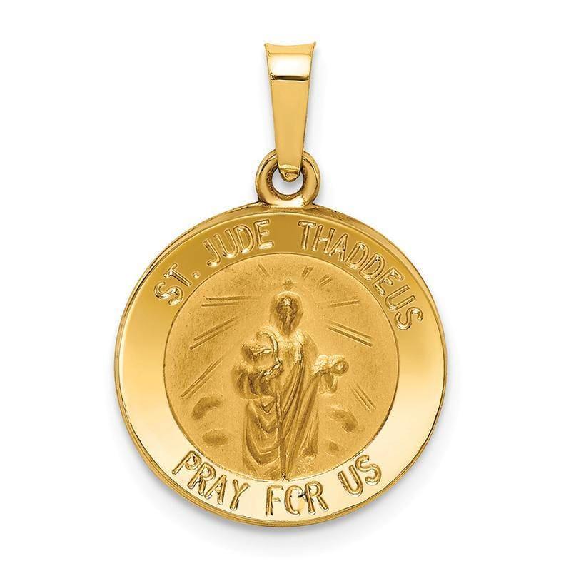 14k Polished and Satin St. Jude Thaddeus Medal Pendant - Seattle Gold Grillz