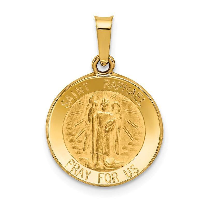 14k Polished and Satin St. Raphael Medal Pendant - Seattle Gold Grillz