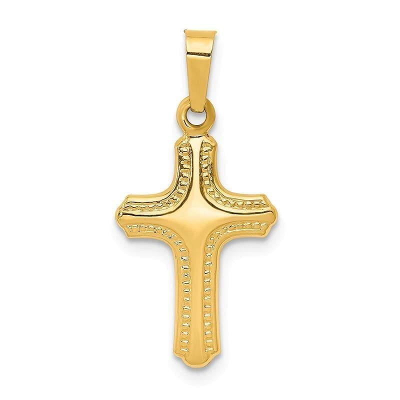 14k Polished and Textured Cross Pendant - Seattle Gold Grillz