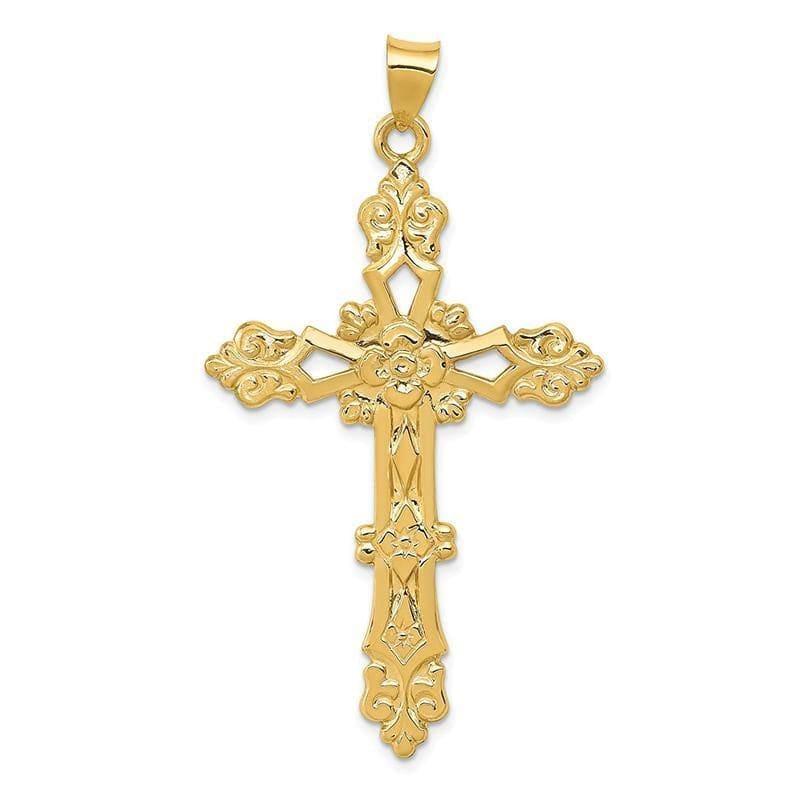 14k Polished Cross Pendant - Seattle Gold Grillz