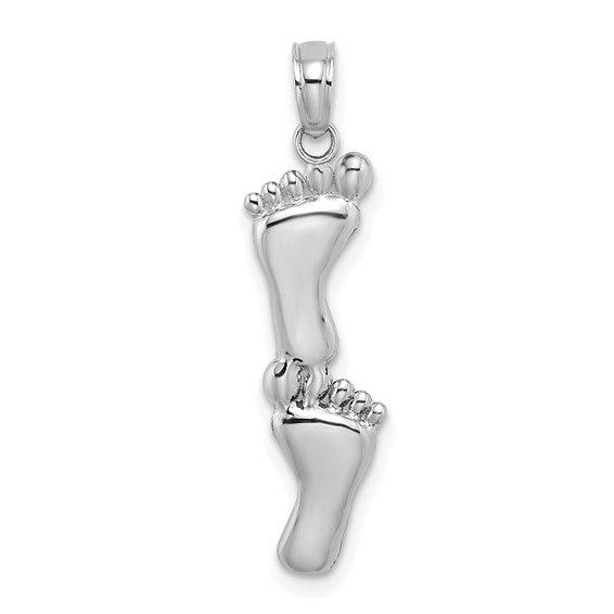 14K Polished Double Vertical Feet Charm - Seattle Gold Grillz