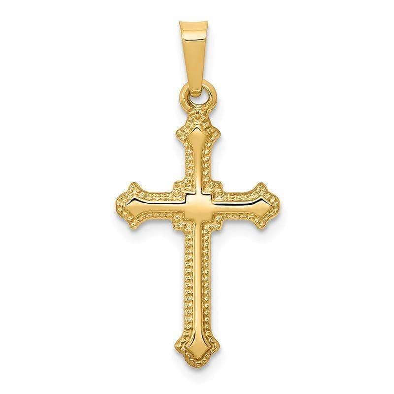 14k Polished Fleur de Lis Cross Pendant - Seattle Gold Grillz