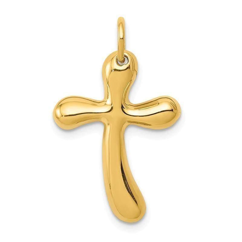14k Polished Freeform Cross Pendant - Seattle Gold Grillz