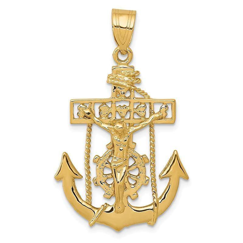 14k Polished Mariners Cross Pendant - Seattle Gold Grillz