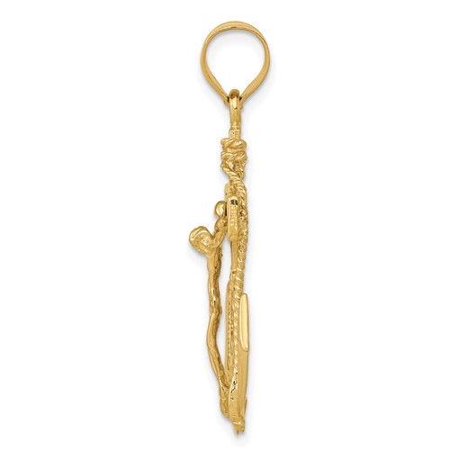 14k Polished Mariners Cross Pendant - Seattle Gold Grillz