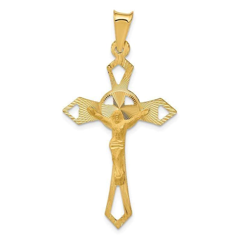 14k Polished Satin and D-C Crucifix Pendant - Seattle Gold Grillz