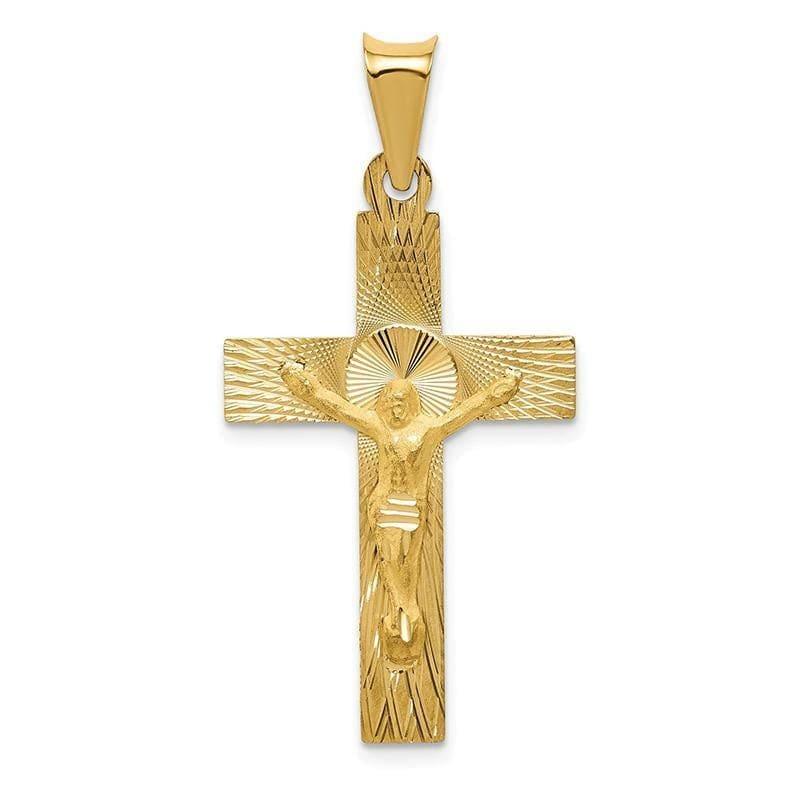 14k Polished Satin and D-C Crucifix Pendant - Seattle Gold Grillz