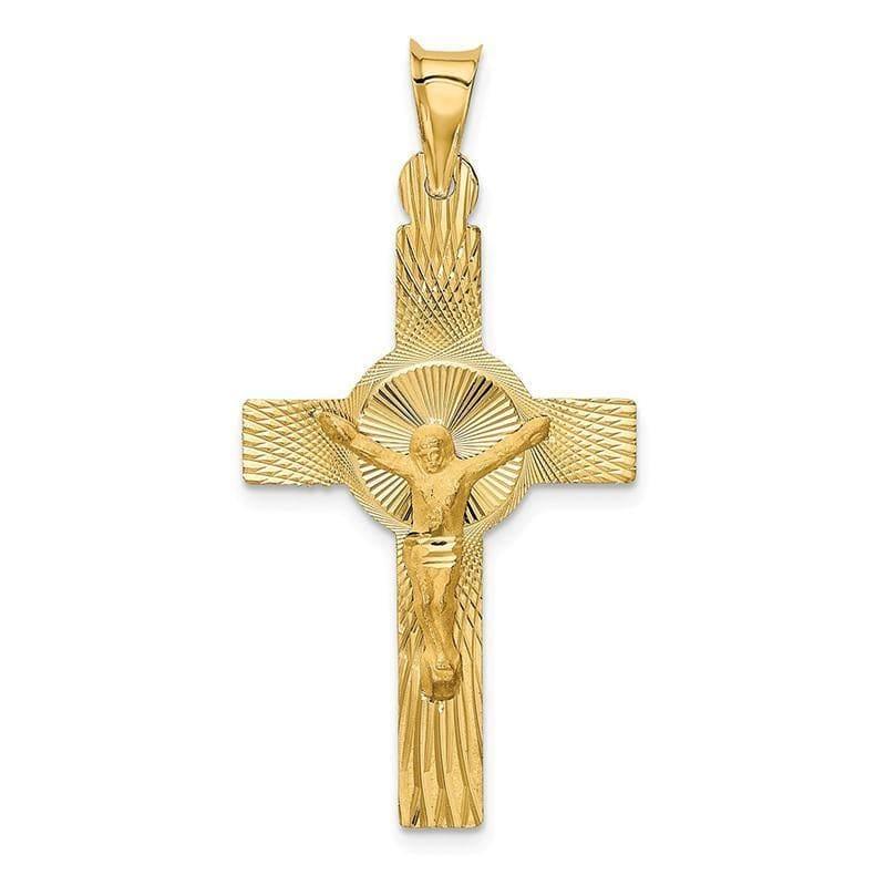 14k Polished Satin and D-C Crucifix Pendant - Seattle Gold Grillz