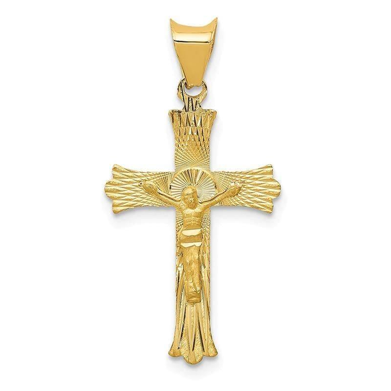 14k Polished Satin and D-C Crucifix Pendant - Seattle Gold Grillz